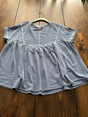 Soft Blue Ruffle Top